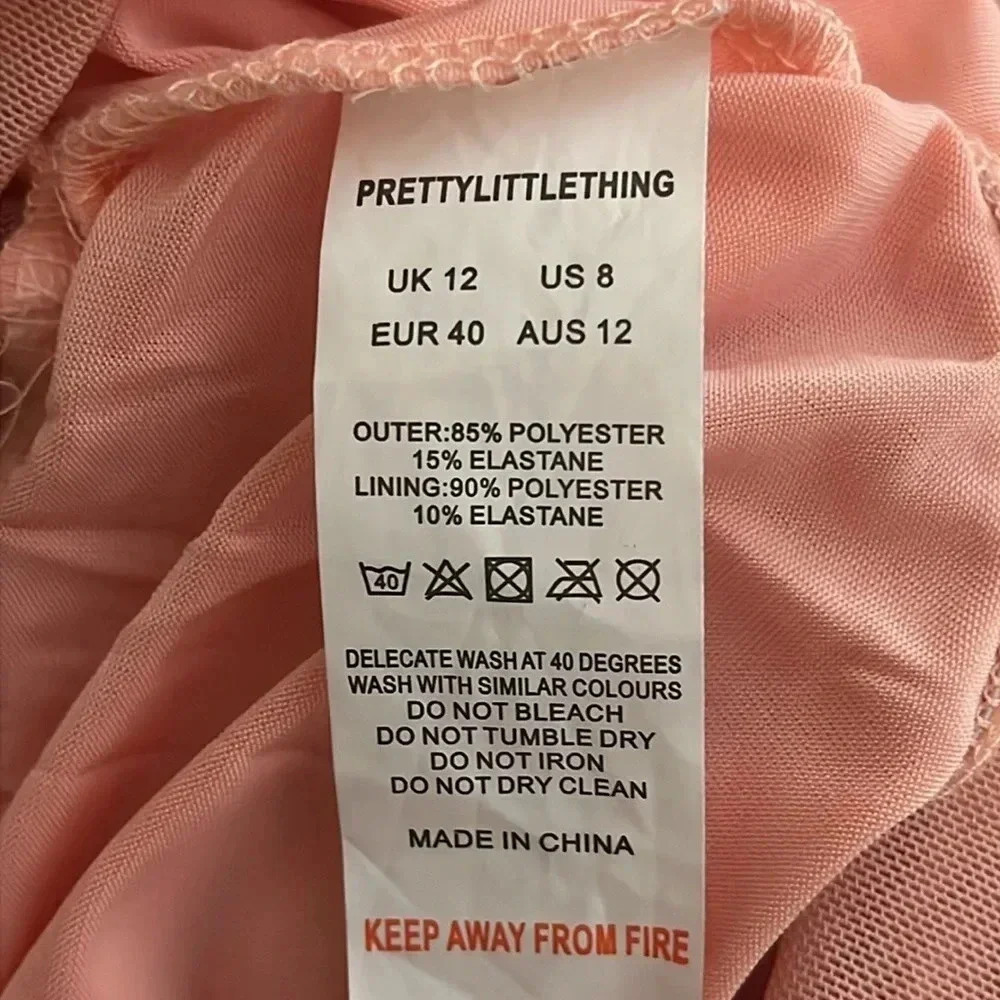 Pretty Little Thing | NEW Dusty pink Binding Bodycon dress Sheer Sexy size 8 US - Picture 8 of 10